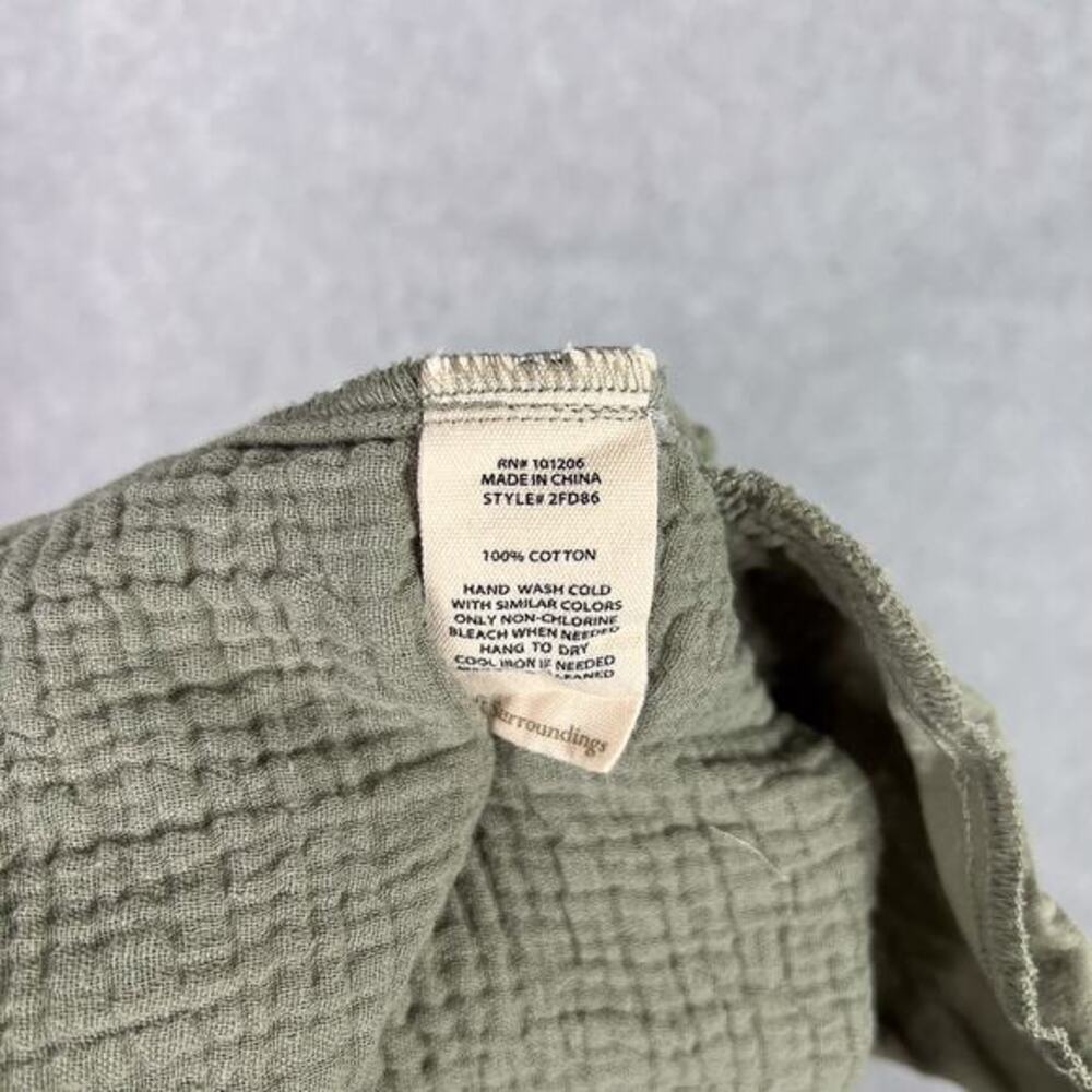 Soft Surroundings Sage Green Cotton Gauze Belted Button Up Dress Pockets Size XS - Picture 10 of 10